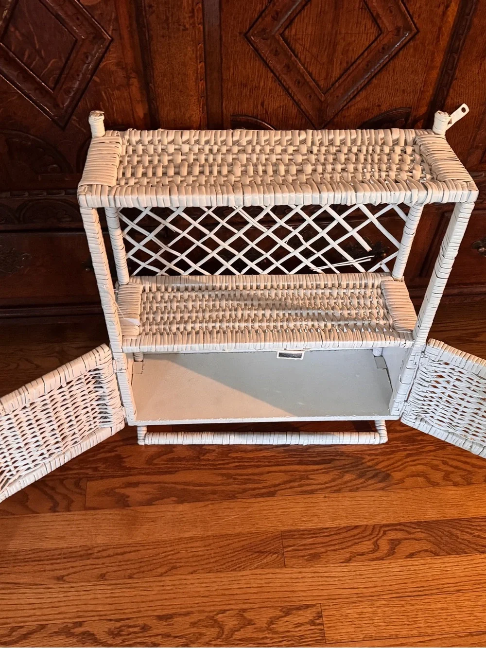White Wicker Bathroom Storage Cabinet - Brand Unspecified